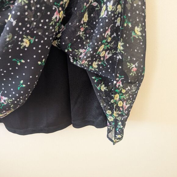 DKNY Floral-Print Tie-Neck Shift Dress Black Multi Size 14 - Picture 6 of 9